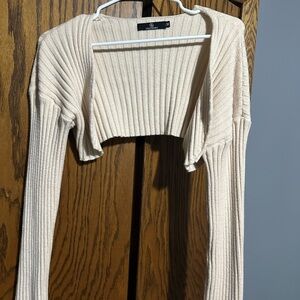 Cream Ribbed Knit Bolero Shrug